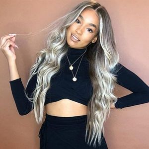 Wavy Fluffy Grey White Wig Long Curly  